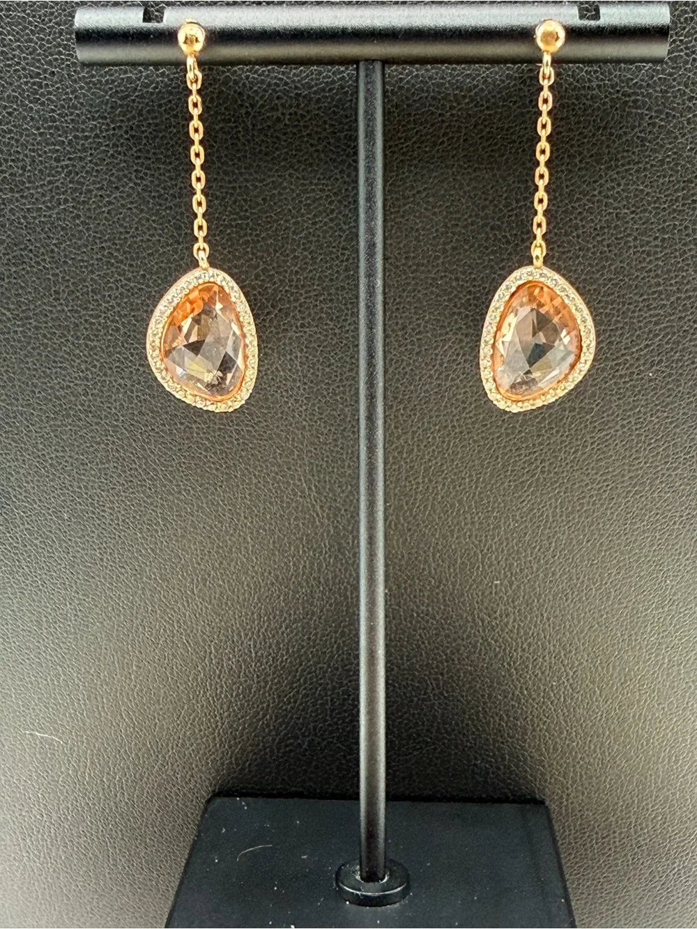 Genevive Rose Gold 18K plated silver Teardrop Dangle Earrings